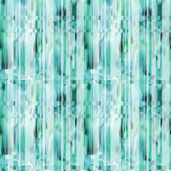 Abstract texture abstract seamless pattern. Green, azure, blue brush stroke trendy repeat print. Blurred, striped design.