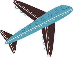 Side View of Cute Flying Plane Cartoon Illustration