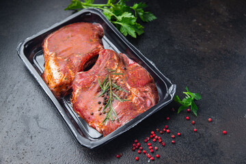 meat raw steak pork beef fresh meal food diet snack on the table copy space food background 