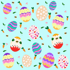 Easter greeting card with bunny. Spring pattern for banners, posters, cover design templates, social media stories wallpapers and greeting cards.Vector illustration