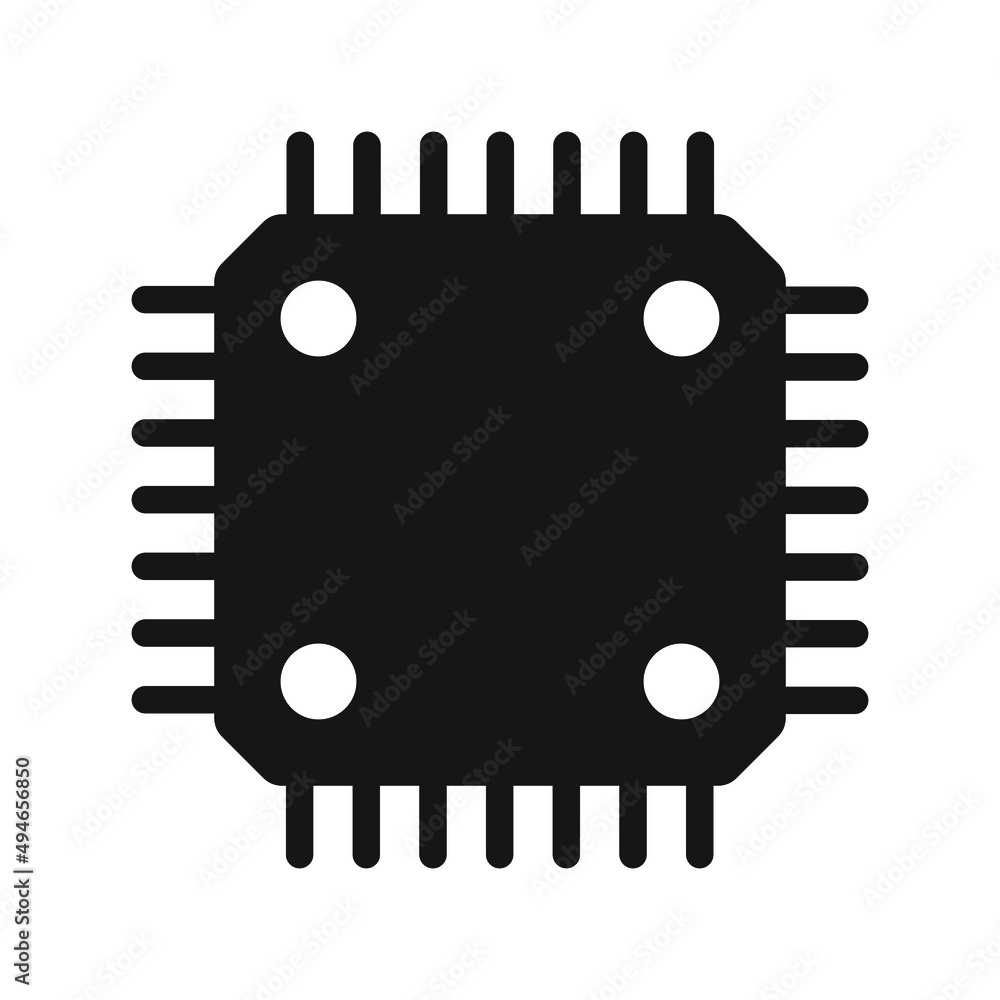 Poster electronic chip vector icon isolated on white background. computer chip icon, cpu microprocessor chi