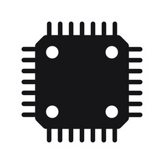Electronic chip vector icon isolated on white background. Computer chip icon, cpu microprocessor chip icon.