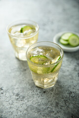 Refreshing homemade lemonade with fresh cucumber