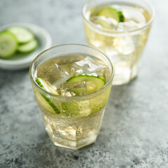 Refreshing homemade lemonade with fresh cucumber