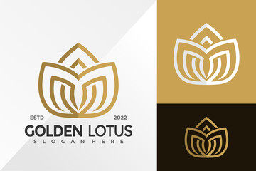 Golden Lotus Leaf Logo Design Vector illustration template