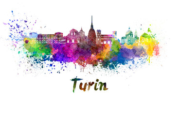 Turin skyline in watercolor