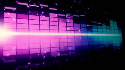 Sound equalizer. Wave pattern of music sounds element on monitor screen. Digital equalizer. Modern song equalisers dark background. Colorful waveform of musical soundtrack. Music equalizers display. 