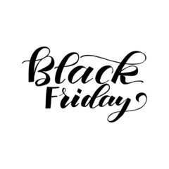Hand drawn  lettering.  Black Friday.  Brush pen lettering.
Vector hand lettering phrase for print. 