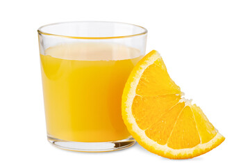 Glass of orange juice isolated