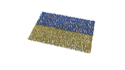 People Gather And Form Ukrainian Flag shape and colors 
