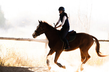 Young girl riding a horse