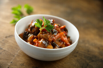 Homemade eggplant ragout with carrot
