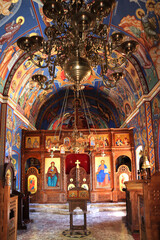 Fototapeta na wymiar Interior of Holy Trinity Church at the Lower part of Ostrog Monastery, Montenegro