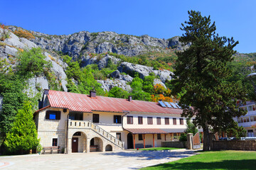 Fototapeta na wymiar Lower Ostrog Monastery centered around Church of Holy Trinity in Montenegro