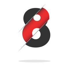 Number eight volume logo, vector design template elements