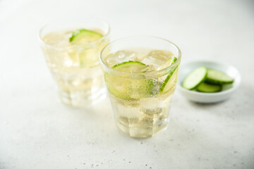 Refreshing homemade lemonade with fresh cucumber