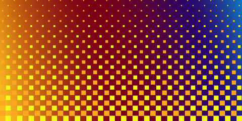 Yellow squares on a multicolored gradient background.  For packaging design, stores, background for website banners. Vector illustration.