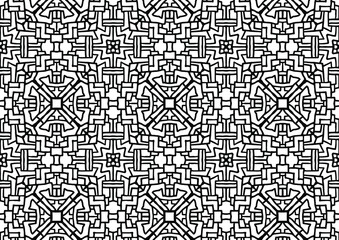 tile with abstract geometric ornaments drawn on a white background for coloring, vector, tile, coloring, book