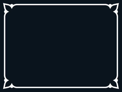 Black vector background with border frame. Rectangular horizontal blackboard with chalk sign, billboard, web banner, card, plaque, signboard, sticker or label 