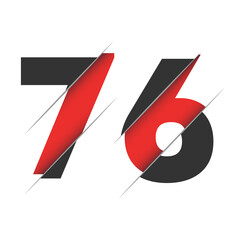 76 7 6 Number Logo Design with a Creative Cut and Black Circle Background. Creative logo design.