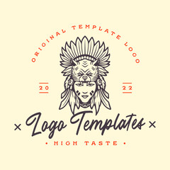 indian female character template logo. vector