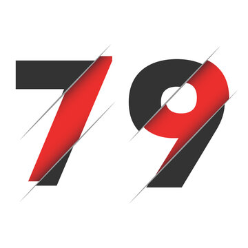79 7 9 Number Logo Design with a Creative Cut and Black Circle Background. Creative logo design.