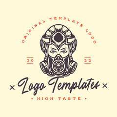 female fighter robot head character template logo. vector