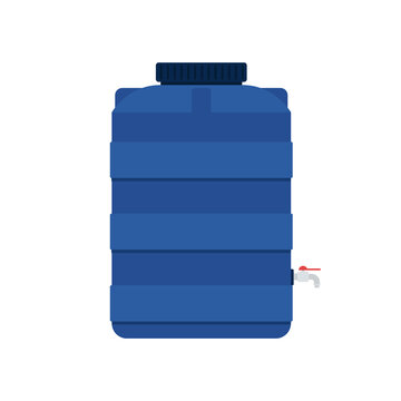 Water tank vector. Tap. free space for text. Blue water tank on white background.