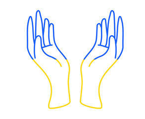 Fototapeta premium Ukraine Hands Flag Emblem National Europe Abstract Symbol Vector illustration Design