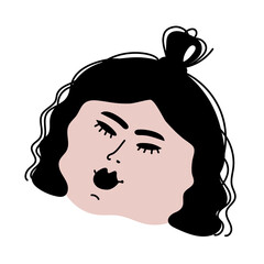 Female face in doodle style on a white background