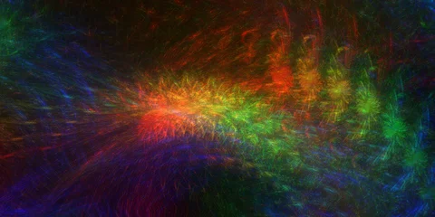 Tuinposter Mix van kleuren 3D Fractal Achtergrondhologram
