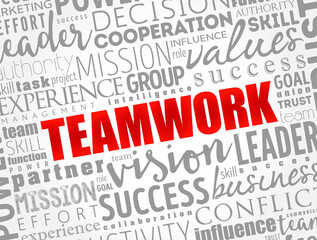 TEAMWORK word cloud collage, business concept background