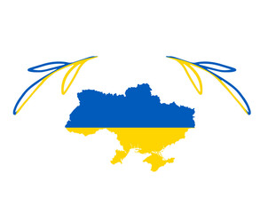 Ukraine Map Symbol Flag Emblem National Europe Abstract Vector illustration Design