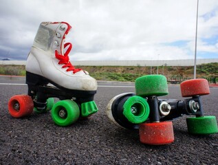 Old Vintage White Skate Boot
