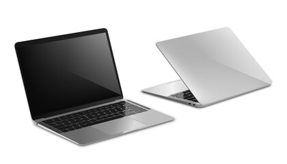 Laptop mock up with black screen. Vector illustration