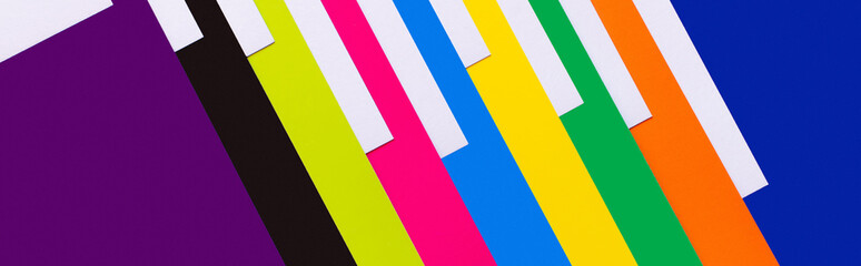 geometric background with bright multicolored stripes, banner.