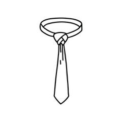 Outline, vector tie illustration. The Eldredge Knot. Hand drawn graphic design. Businessman style fashion knowledge. 