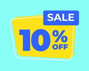 10% off tag ten percent discount sale blue letter yellow background