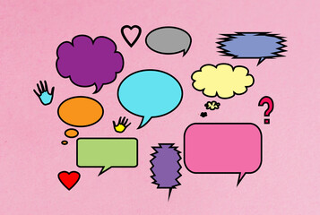 Empty Speech bubbles on pink background 
