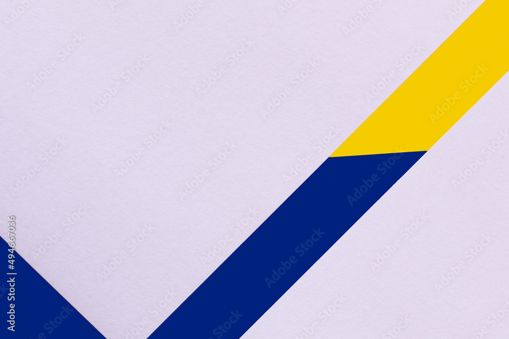 Sticker abstract violet background with blue and yellow stripe, ukrainian concept.