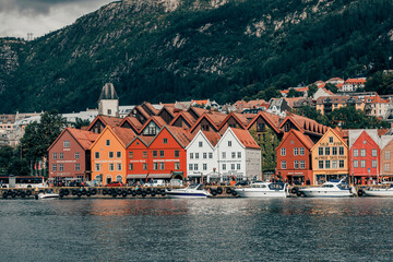 Fototapeta na wymiar view of the old city of bergen in norway on a summer day
