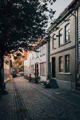 view of the streets in the old city of bergen in norway on a summer day