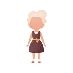 Cute girl in full growth. Isolated. Previous illustration.