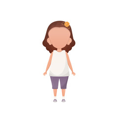 Cute girl in full growth. Isolated on white background. Vector.