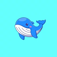 Foto op Canvas Cartoon cute whale. Vector illustration © PitubeART