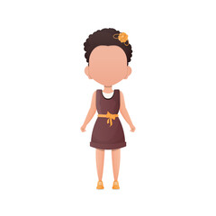 Cute girl in full growth. Cartoon style. Vector.