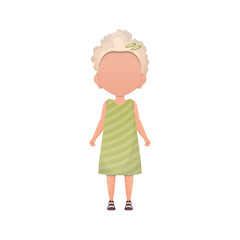 Cute girl in full growth. Cartoon style. Previous illustration.