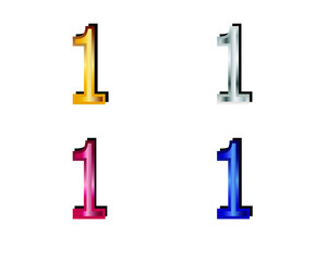 Number 1 colored on white background. Vector illustration.