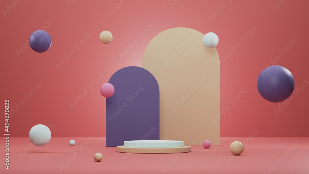Poster abstract background, mock up scene geometry shape podium for product display. 3d rendering