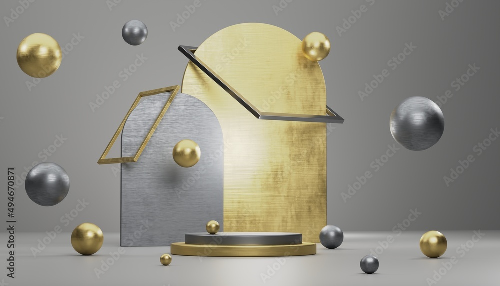 Poster abstract background, mock up scene geometry shape podium for product display. 3d rendering